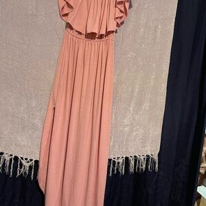 Orange Maxi Sundress with Off-the-Shoulder Neckline